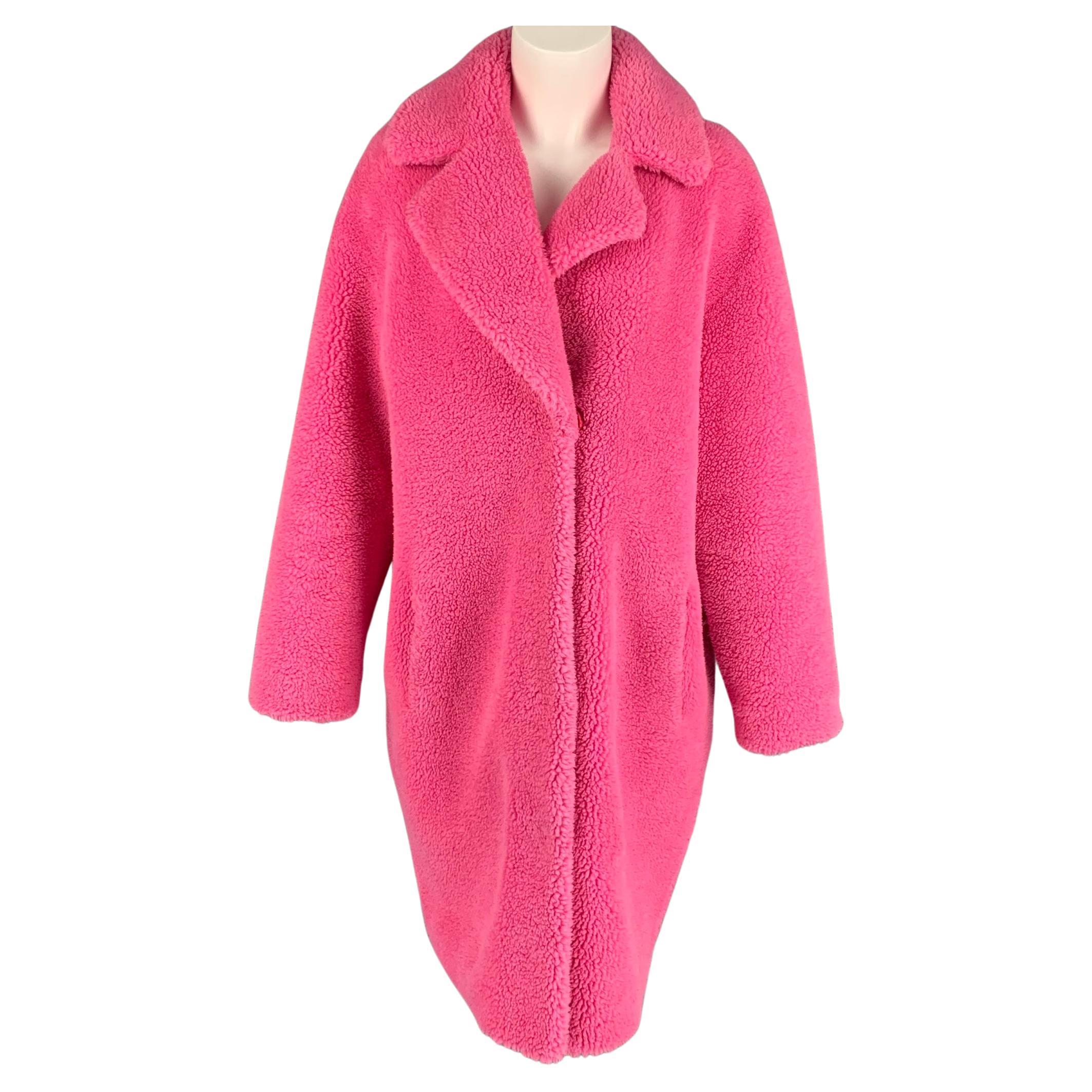 STAND STUDIO Size M Pink Faux Fur Notch Lapel Coat