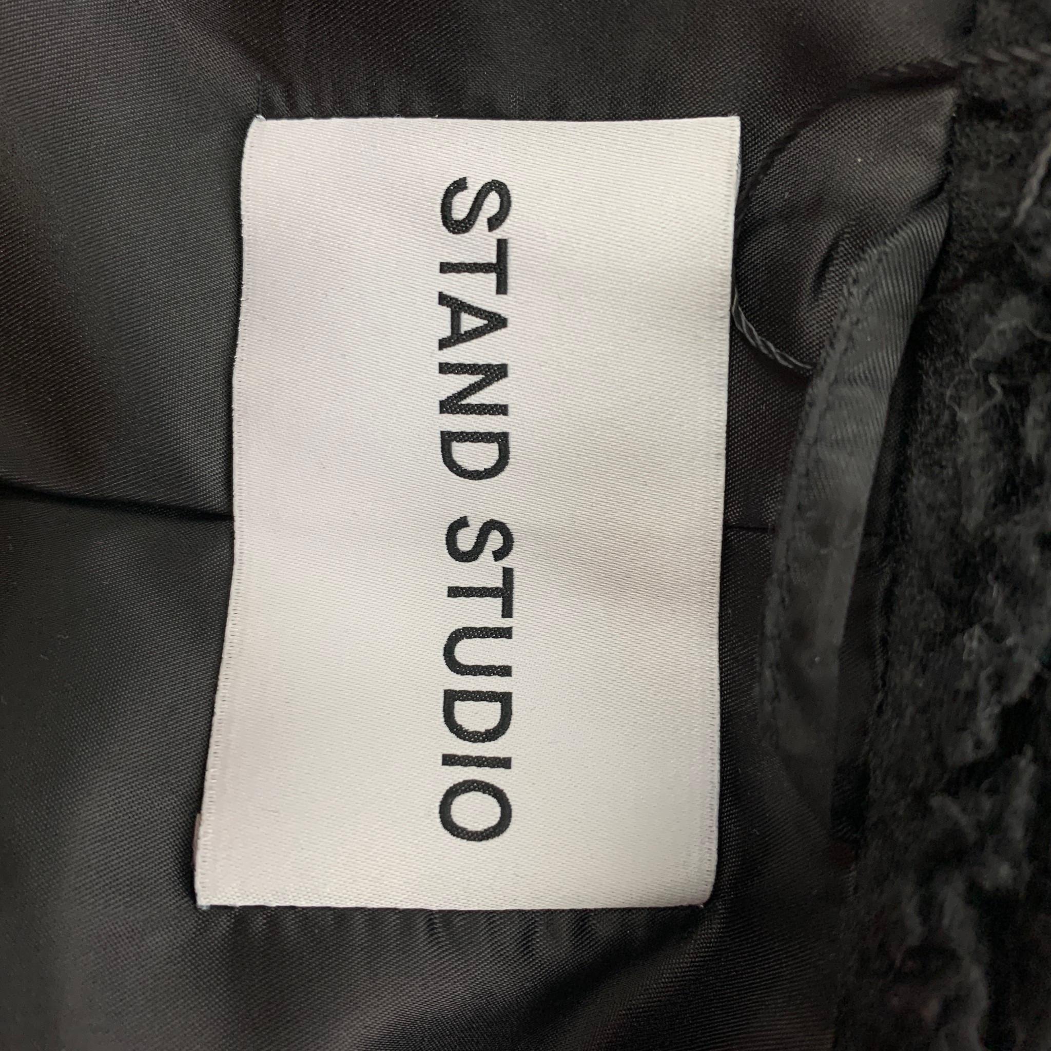Women's STAND STUDIO Size XS Black Acrylic Polyester Faux Fur Camille Cocoon Coat