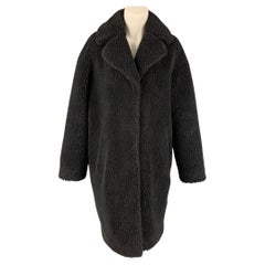 STAND STUDIO Size XS Black Acrylic Polyester Faux Fur Camille Cocoon Coat