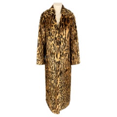 STAND STUDIO Size XS Tan Black Faux Fur Animal Print Notch Lapel Coat