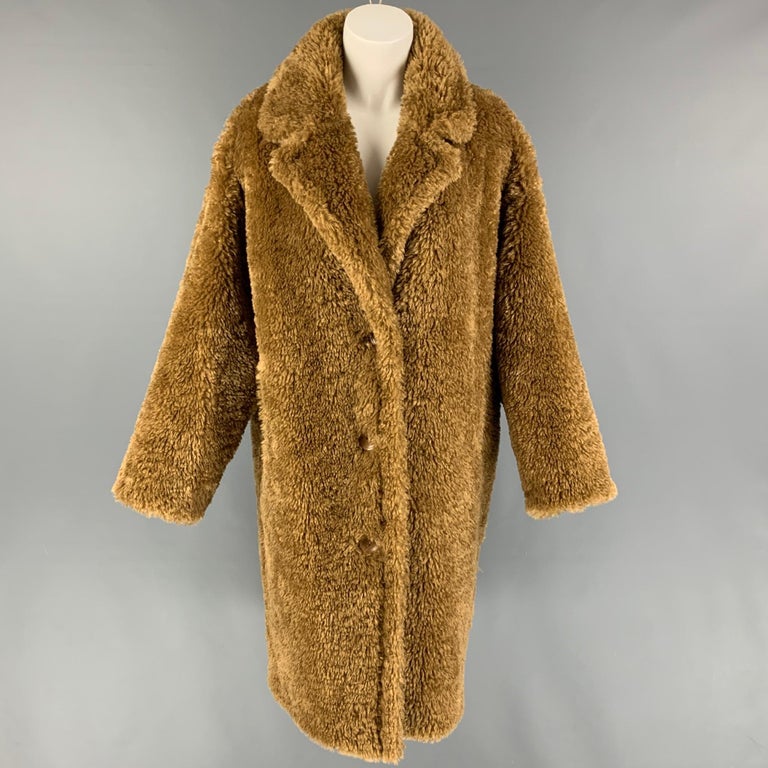 STAND STUDIO Size XS Tan Polyamide Textured Faux Fur Anika Coat For