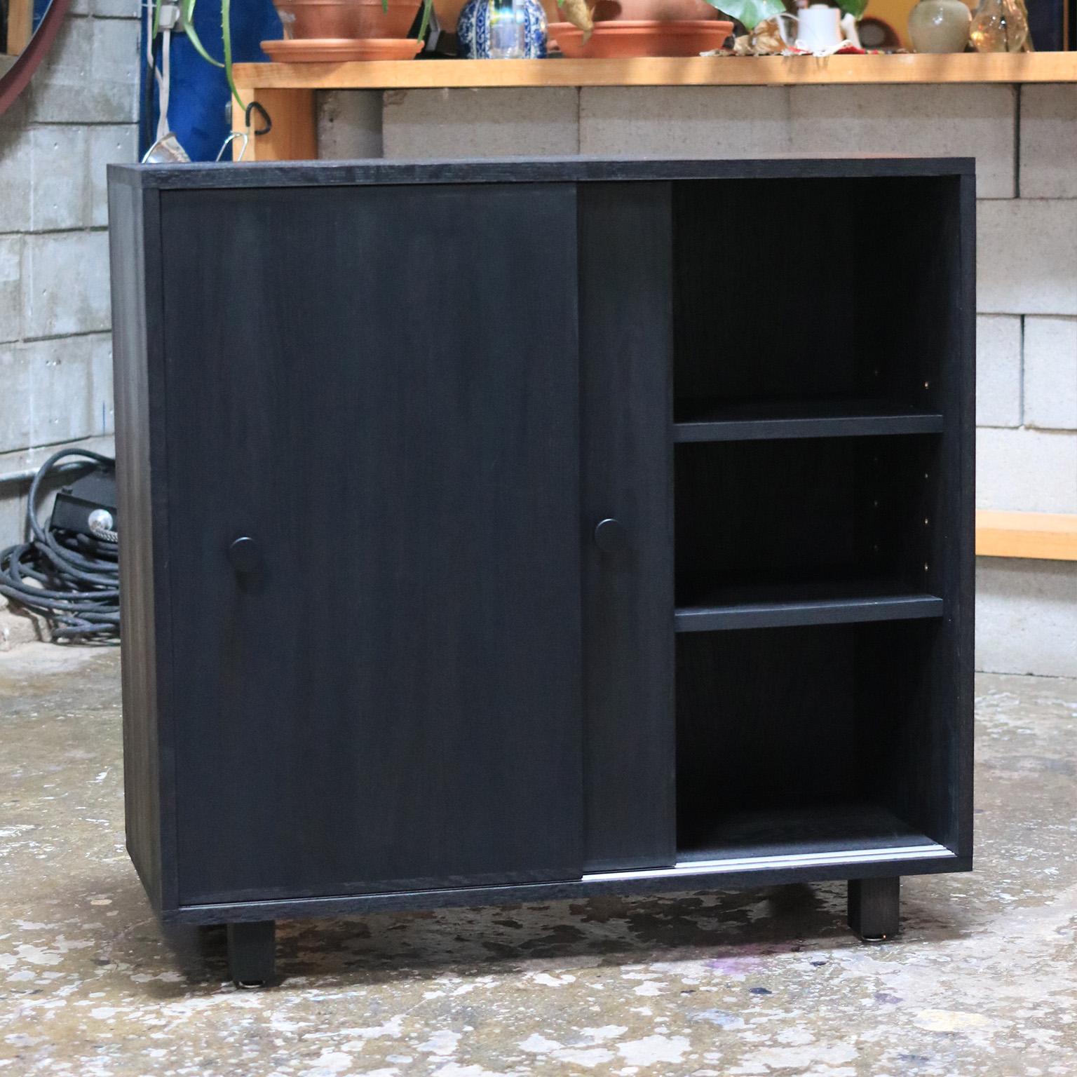 Hand-Painted Standard Aquinas Sliding Door Cabinet In India Ink  For Sale