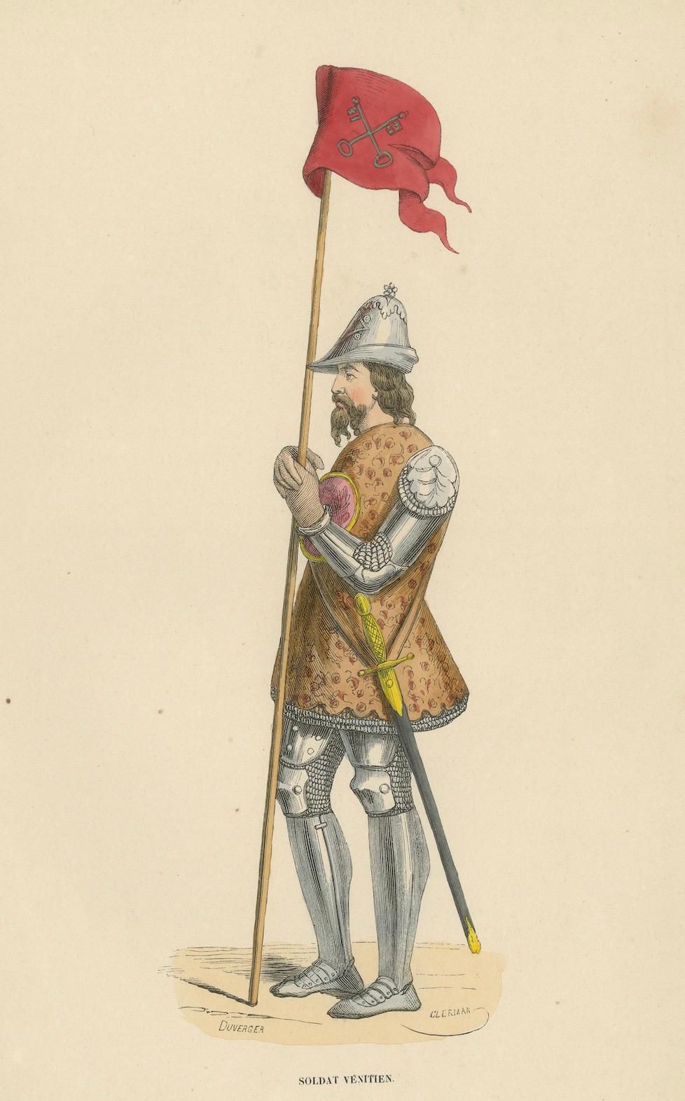 Mid-19th Century Standard-Bearer of Venice: Military Splendor of the Renaissance, 1847 For Sale