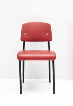 Standard Chair Designed by Jean Prouve, circa 1950, France, Red, Original