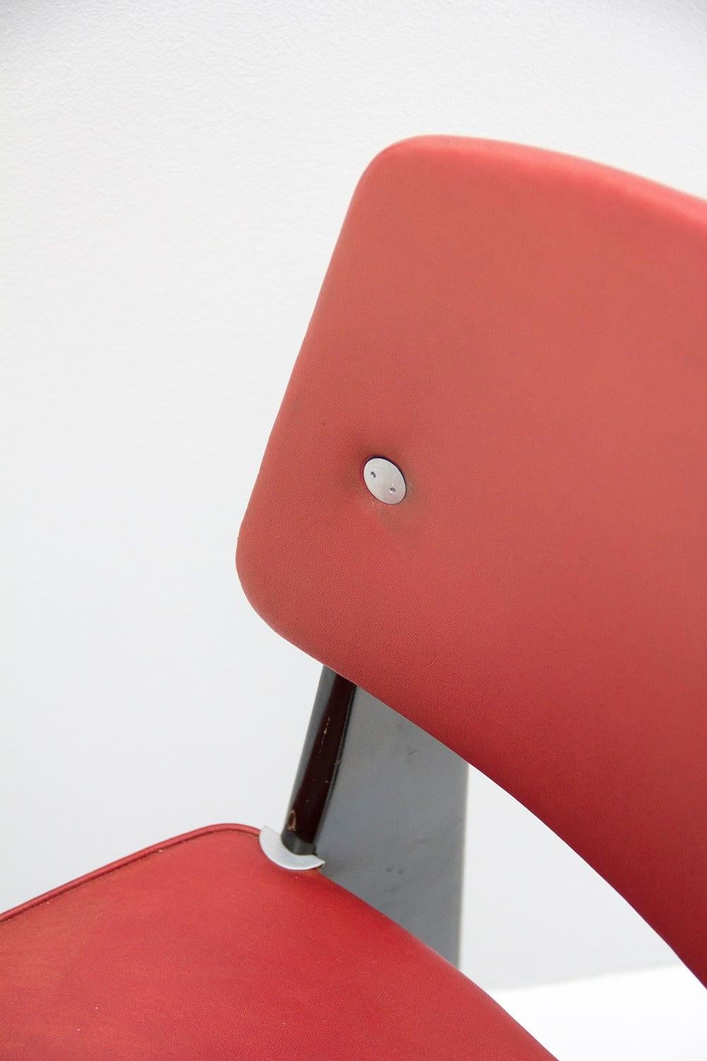 Steel Standard Chair Designed by Jean Prouve, circa 1950, France, Red, Original For Sale