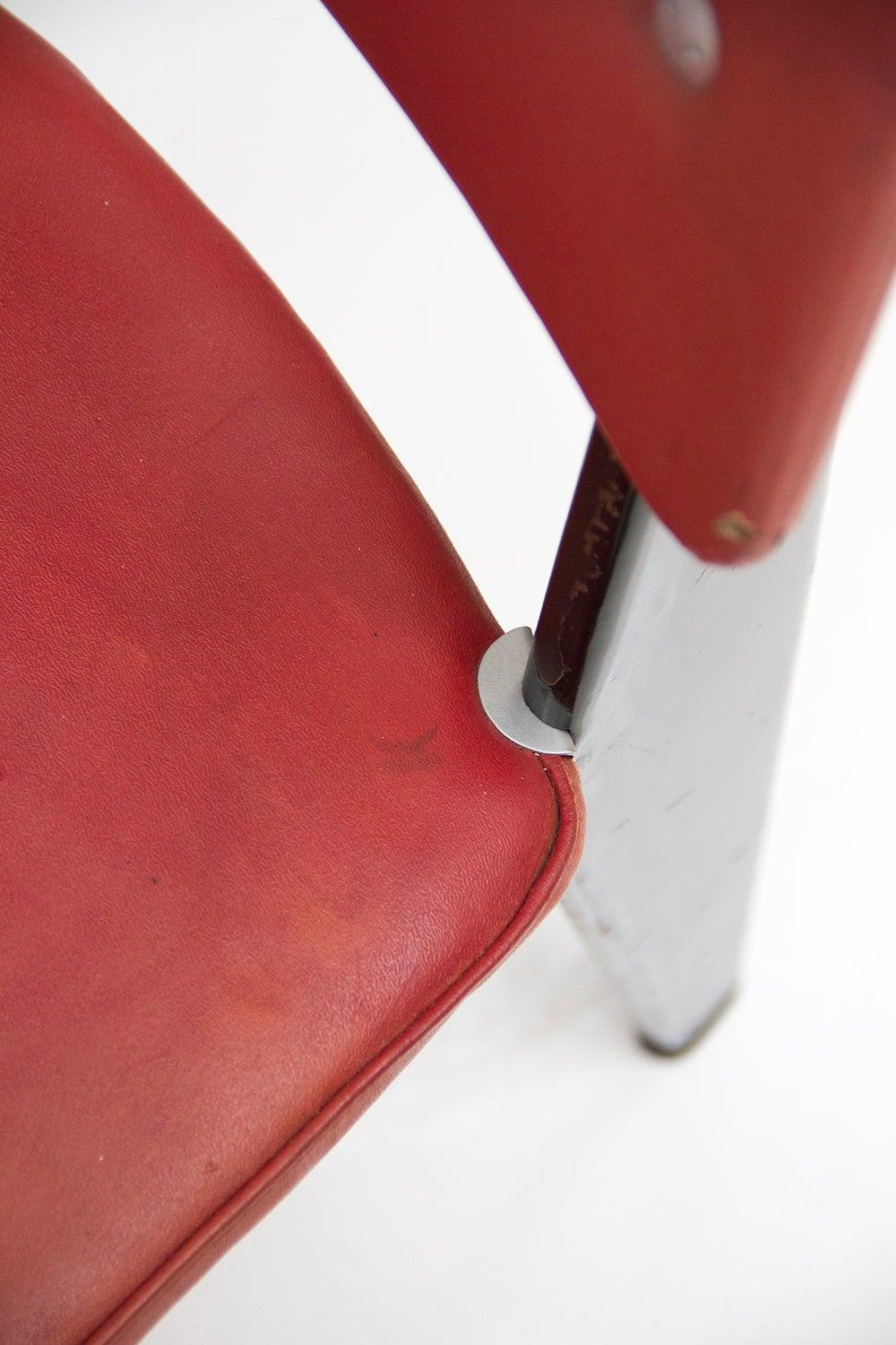 Standard Chair Designed by Jean Prouve, circa 1950, France, Red, Original For Sale 2