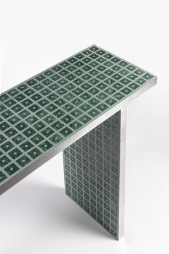 Moderno Console in marmo Verde Guatemala e acciaio inox spazzolato