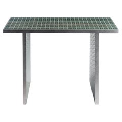 Moderno Console in marmo Verde Guatemala e acciaio inox spazzolato