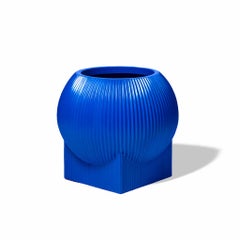 Standard Flat Blob Fiberglass Indoor Outdoor Planter 'Blue' Drainage Tray