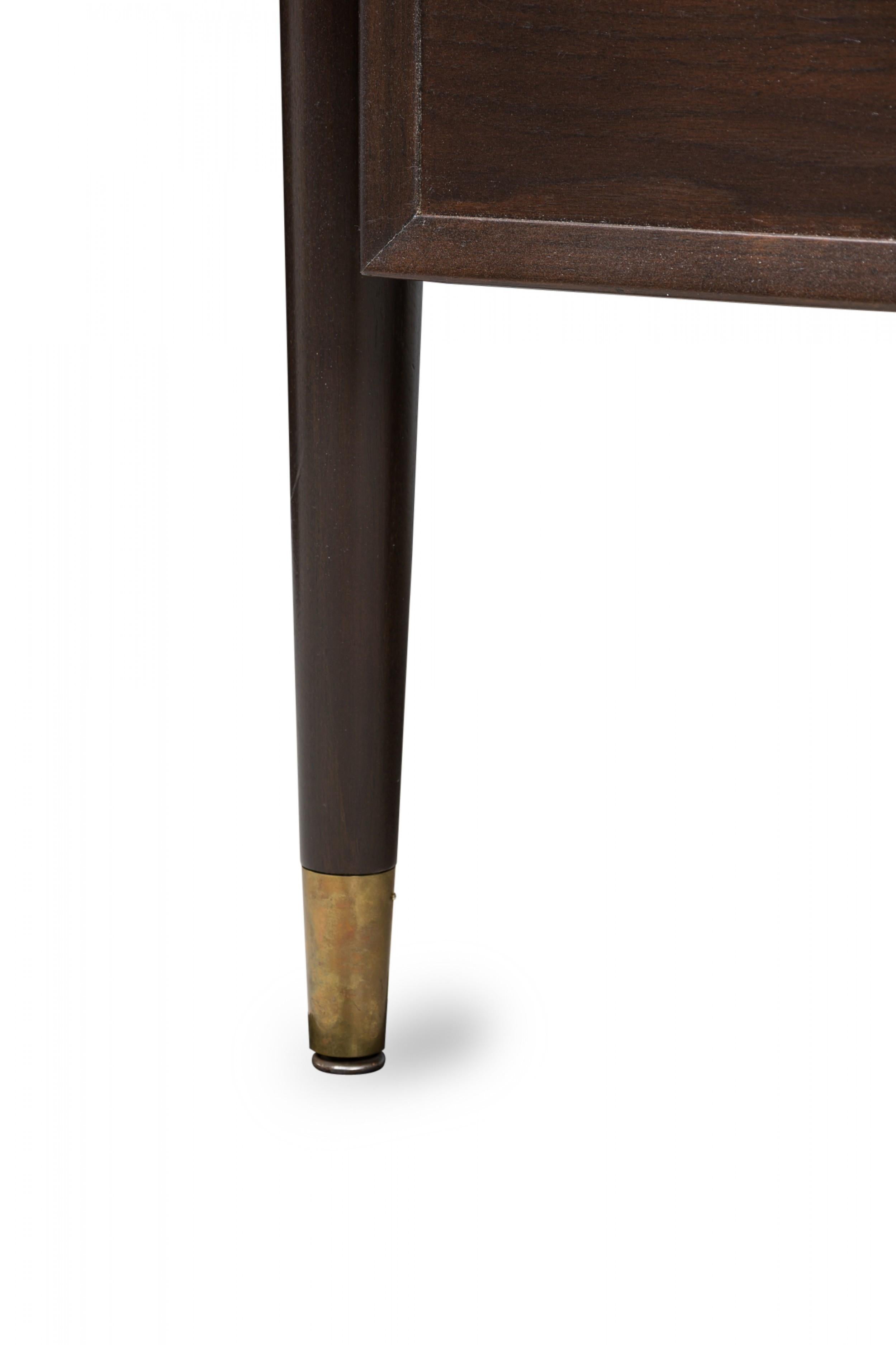 20th Century Standard Furniture Co. American Dark Wood Veneer & Brass Executive Desk For Sale
