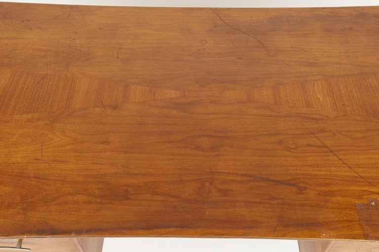 Standard Furniture Company Mid Century Walnut Brass and Cane Bowtie