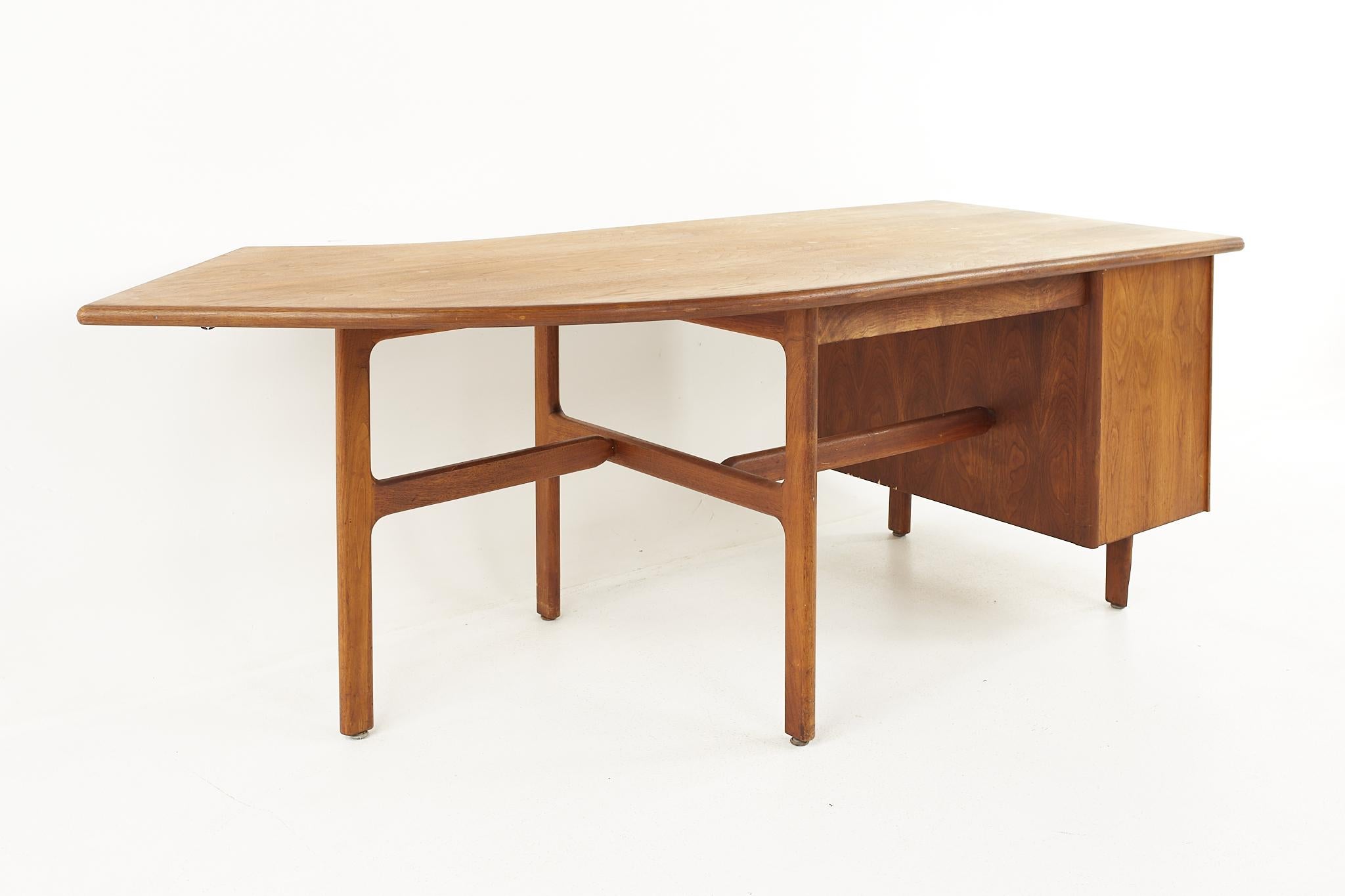 Standard Furniture Mid Century Walnut Boomerang Desk 1