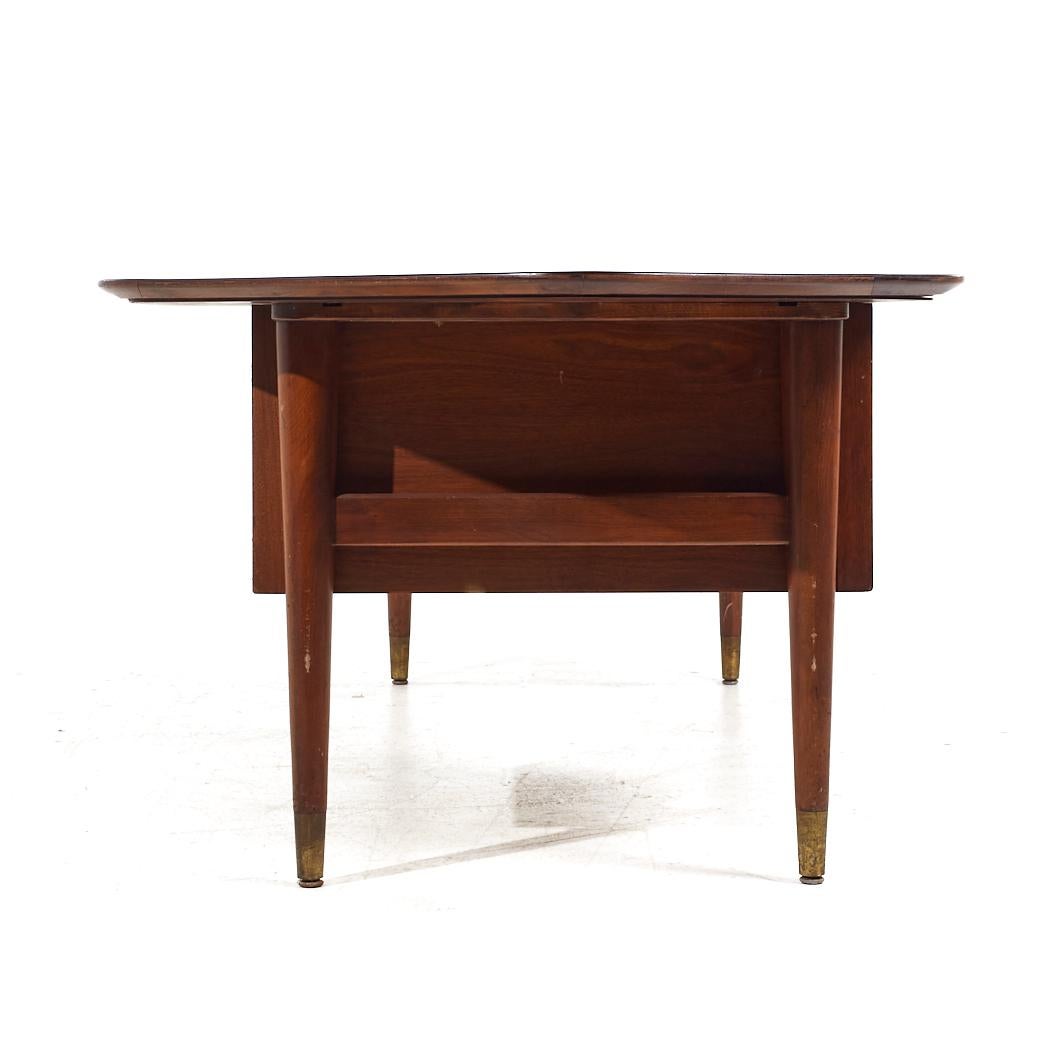 Mid-Century Modern Standard Furniture Mid Century Walnut Boomerang Executive Desk For Sale