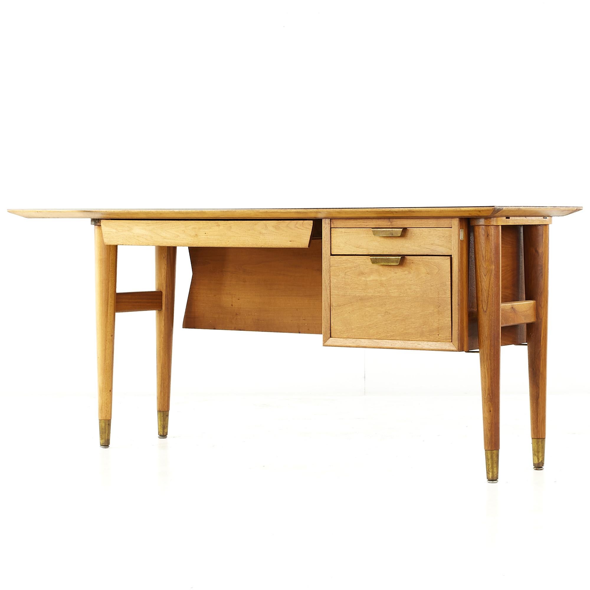 Mid-Century Modern Standard Furniture Mid Century Walnut Single Pedestal Desk