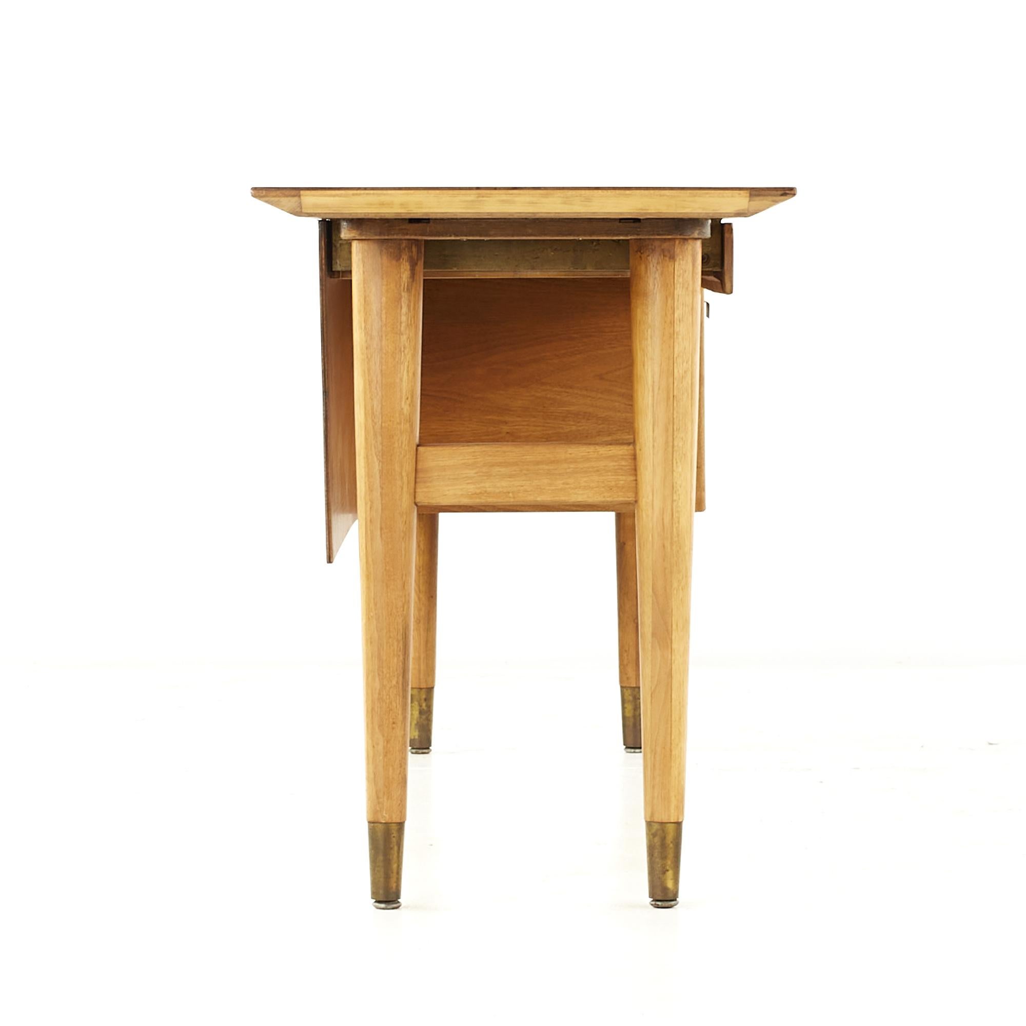 American Standard Furniture Mid Century Walnut Single Pedestal Desk