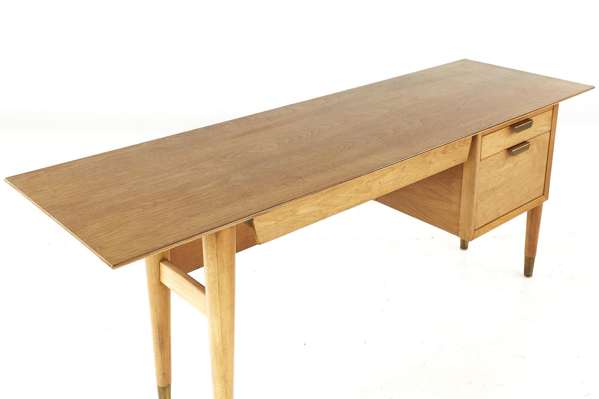 Standard Furniture Mid Century Walnut Single Pedestal Desk 1