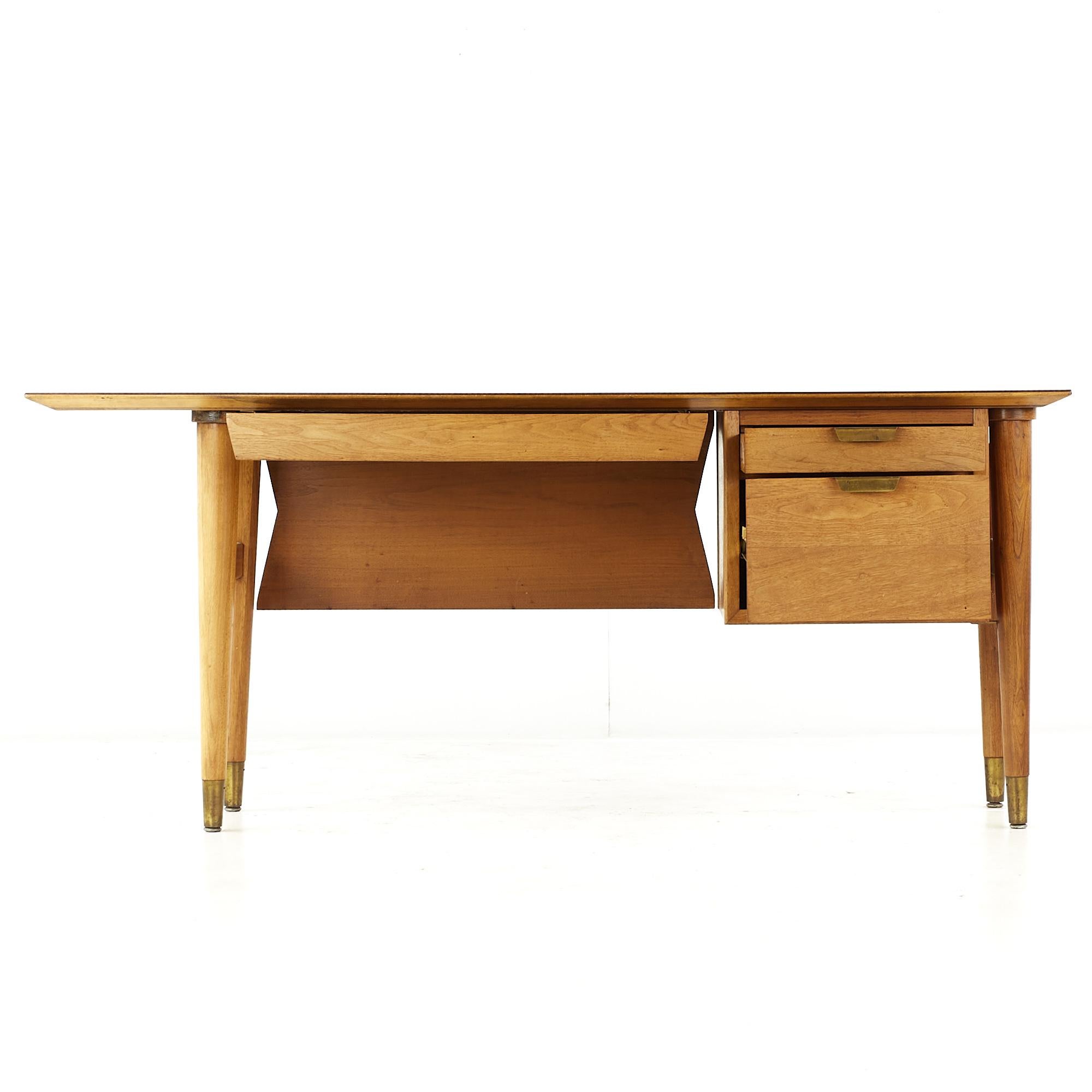 Standard Furniture Mid Century Walnut Single Pedestal Desk 2