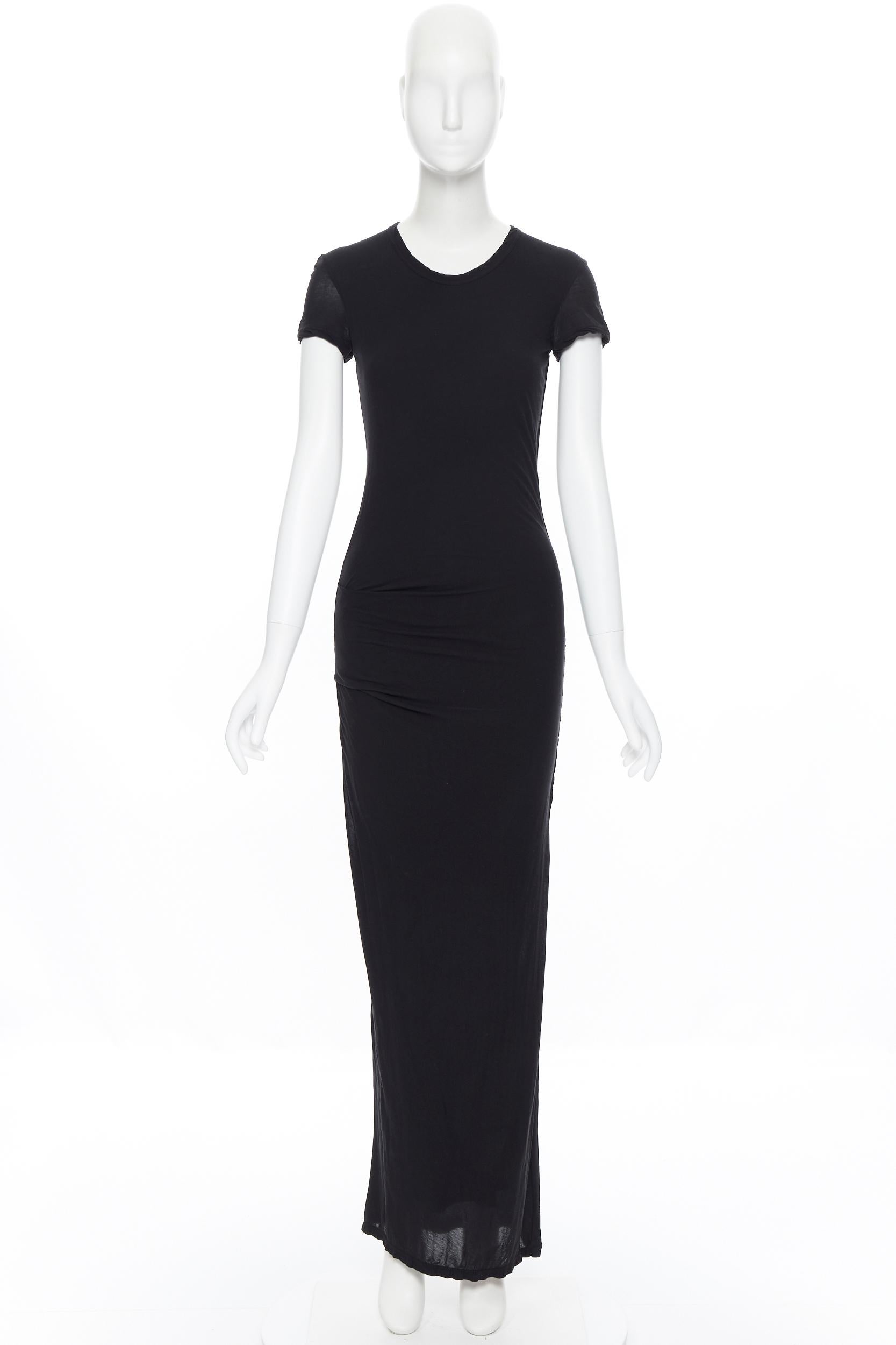 STANDARD JAMES PERSE black gathered waist 100% cotton casual maxi dress ...