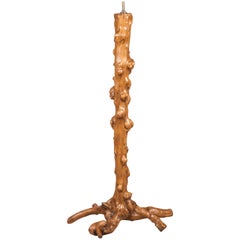 Vintage Standard Lamp Formed from a Gnarled Branch with Three Splayed Feet