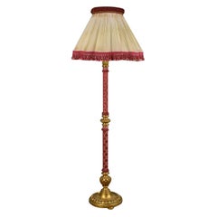 Standard Lamp, Retro Italian Fabric and Gilt Floor Standing Light, circa 1940
