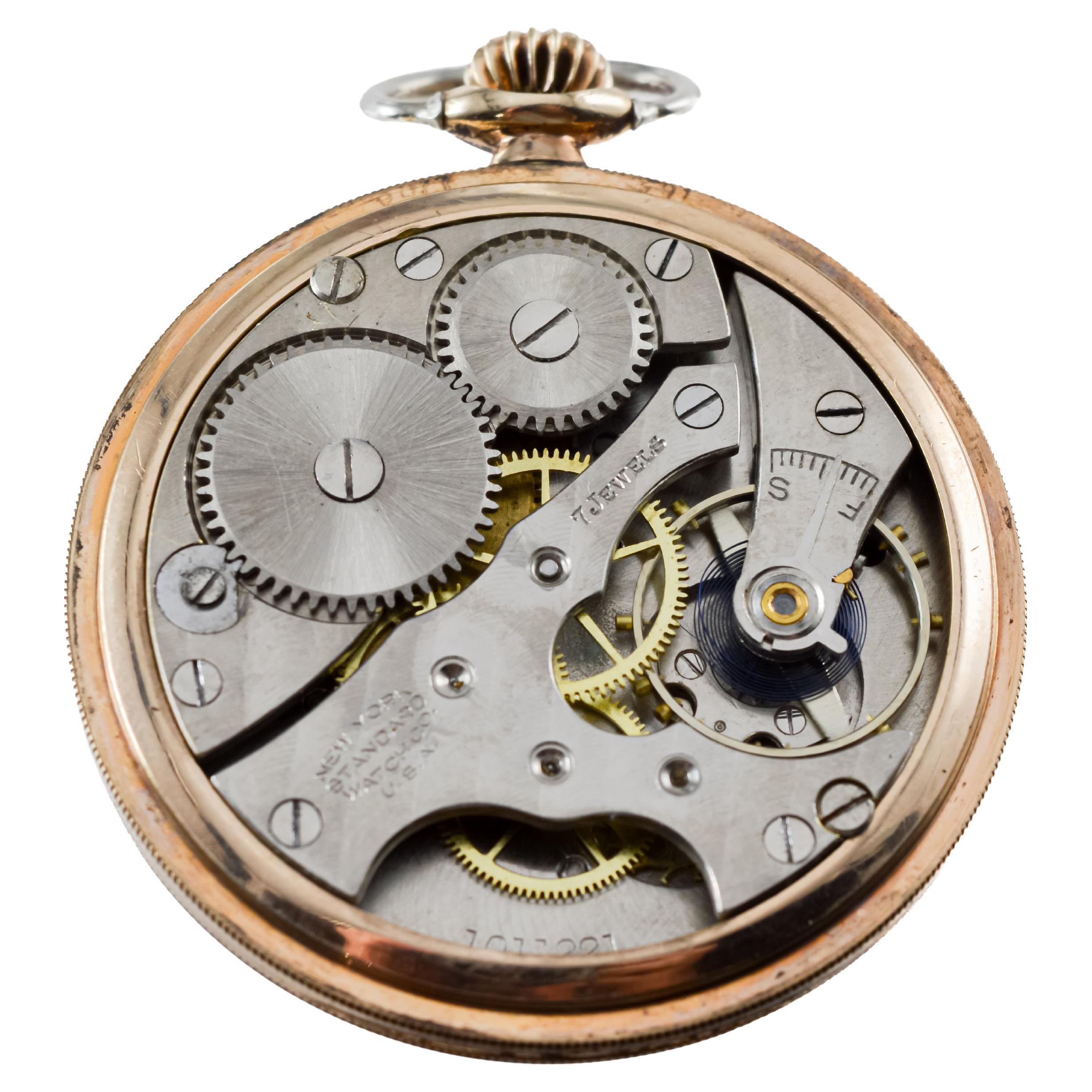 Standard Nickel Silver Art Deco Open Faced Pocket Watch 1920's 13