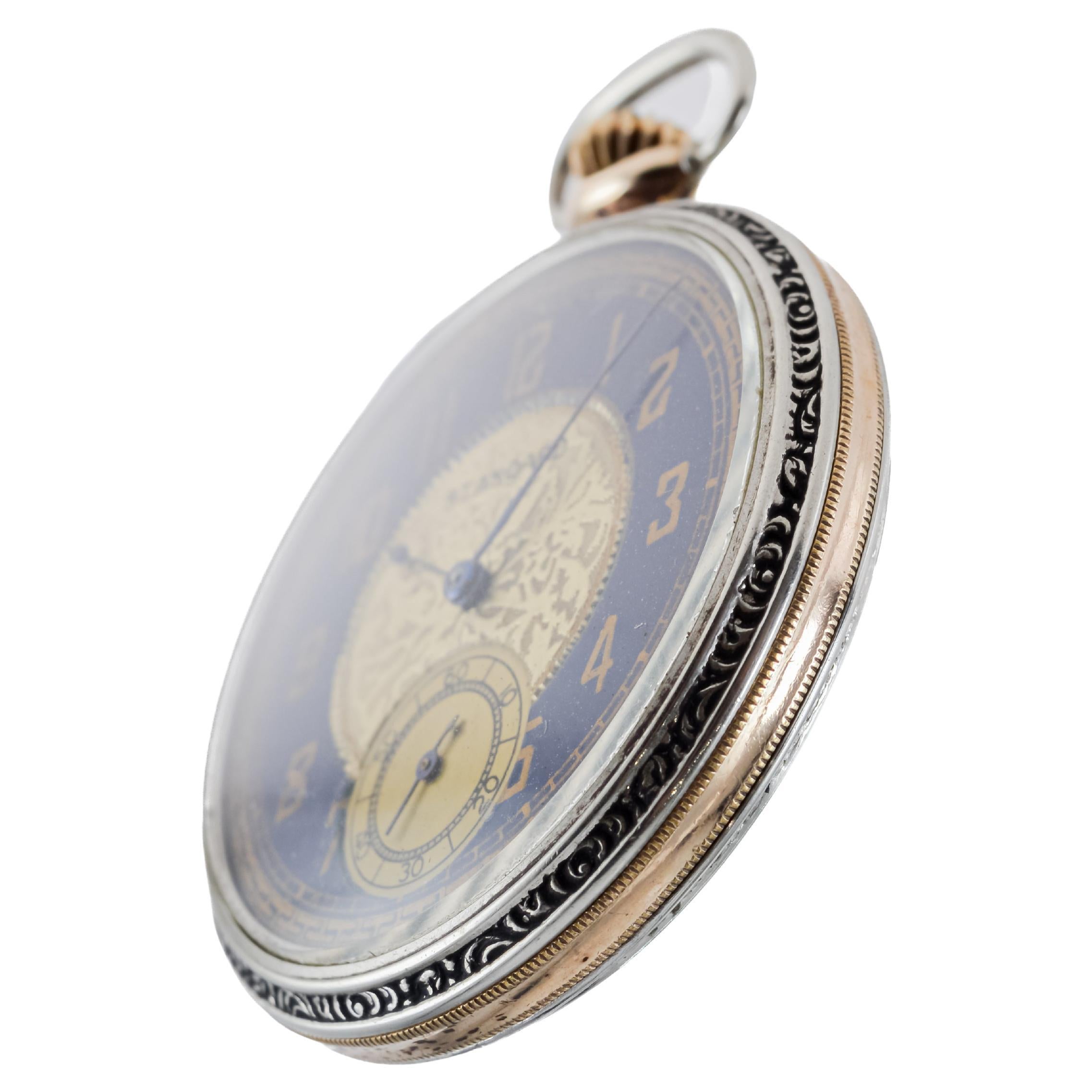 Standard Nickel Silver Art Deco Open Faced Pocket Watch 1920's 4
