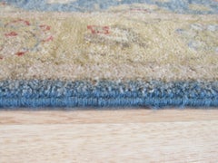 Standard Size Blue Hand-Knotted Wool Floral Field Serenity Traditional Rug