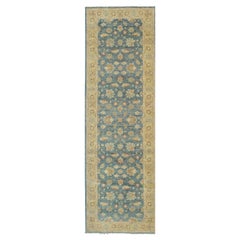Standard Size Blue Hand-Knotted Wool Floral Field Serenity Traditional Rug