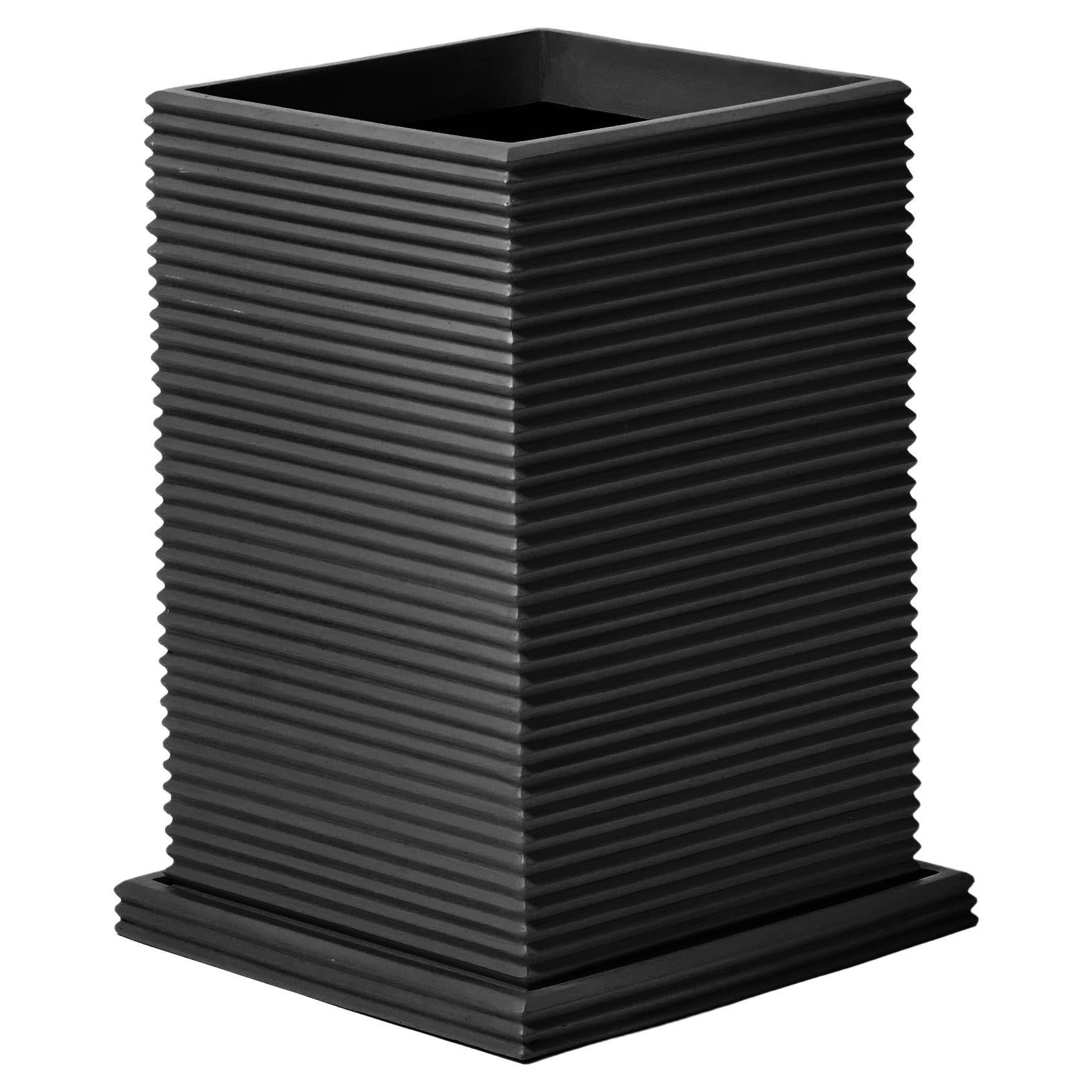 Standard Tall Rectangular Fiberglass Indoor Outdoor Planter 'Black' For Sale