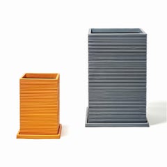 Standard Tall Rectangular Fiberglass Indoor Outdoor Planter 'Blue' Drainage Tray