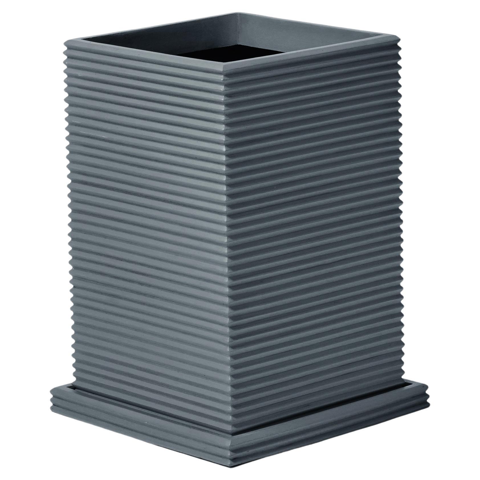Plante d'intérieur et d'extérieur rectangulaire en fibre de verre 'grise' bac de drainage standard