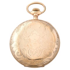 Standard Watch Co. Hunter's Gold Plated Pocket Watch with Engraved Detailing