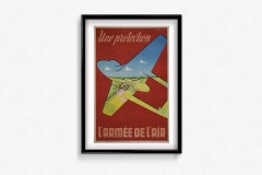 Circa 1950 original poster by Standenmeyer - L'armée de l'Air Une protection
