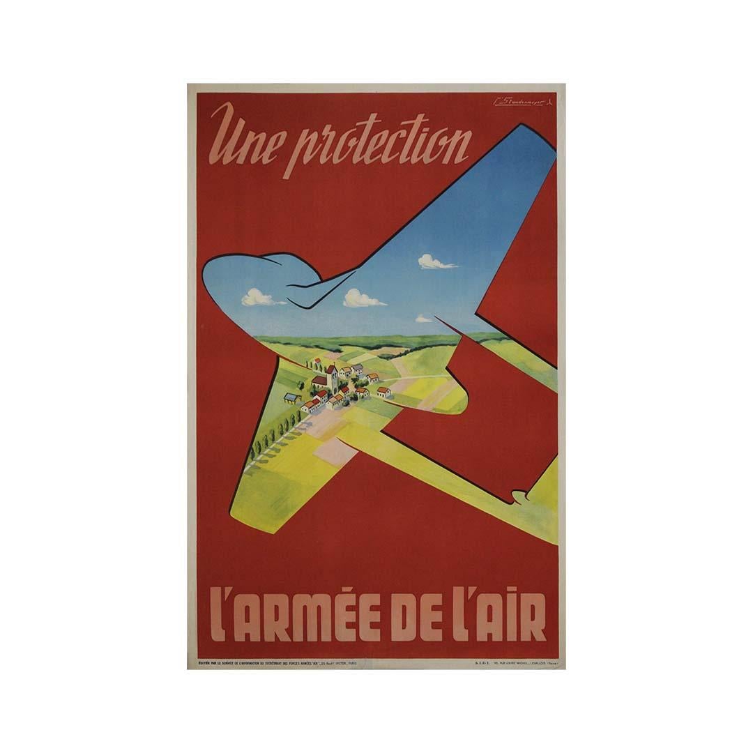 Circa 1950 original poster by Standenmeyer - L'armée de l'Air Une protection For Sale 3