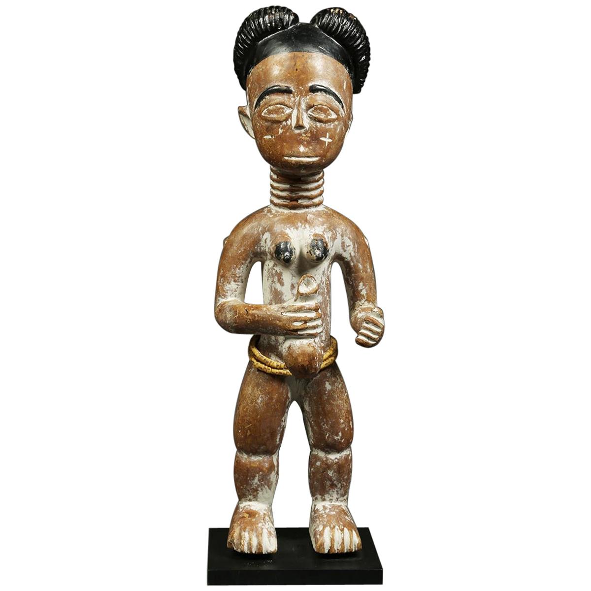 One African Wooden Black Doll Tribal Figure Sculpture Collectible Africa Art 