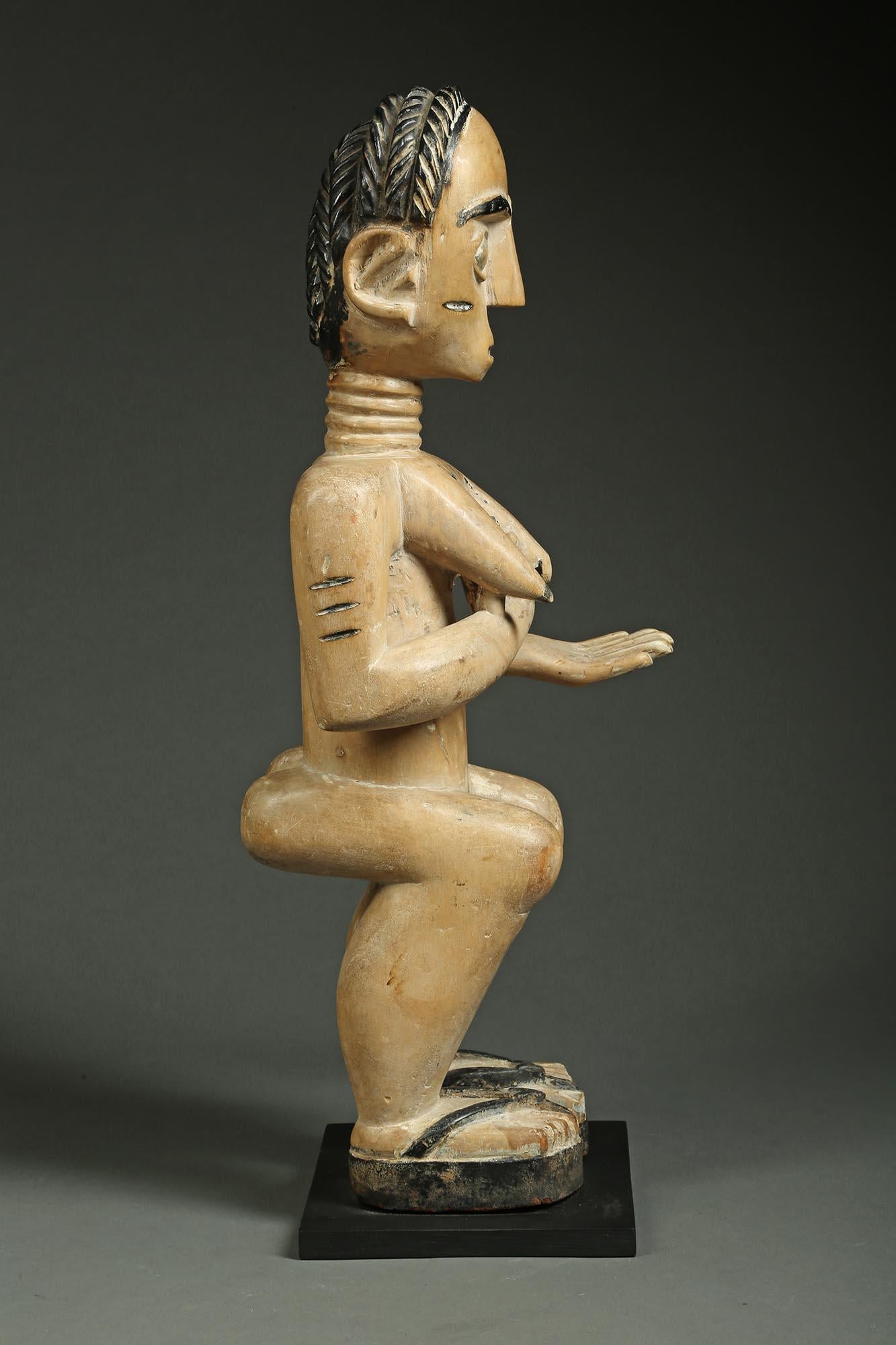 Wood Standing Akan Ghana Tribal Female Figure, Early 20th Century, Africa For Sale