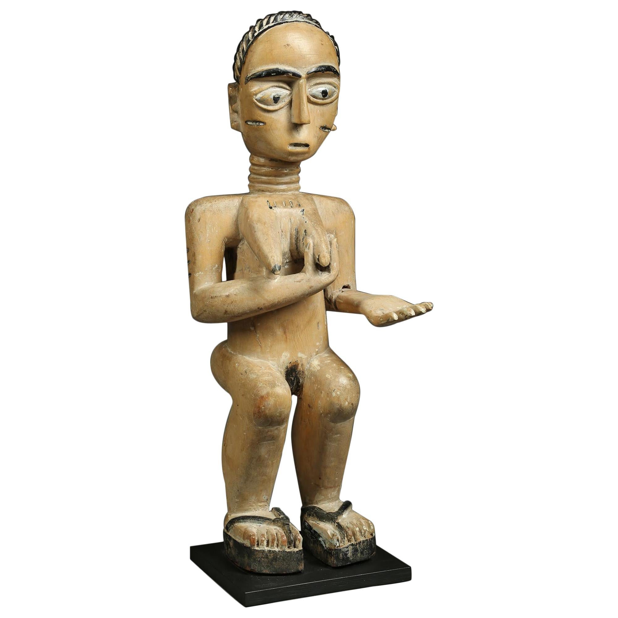 Standing Akan Ghana Tribal Female Figure, Early 20th Century, Africa For Sale