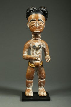 Standing Akan Ghana Tribal Female Shrine Figure, Early 20th Century, Africa