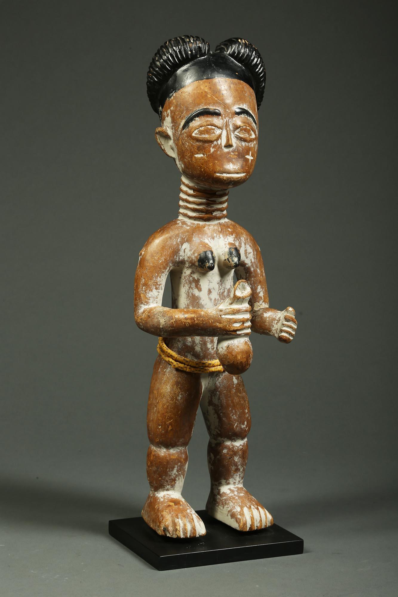 Wood Standing Akan Ghana Tribal Female Shrine Figure, Early 20th Century, Africa For Sale