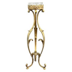 Standing Ashtray In Gilt Bronze And Crystal, 20th Century