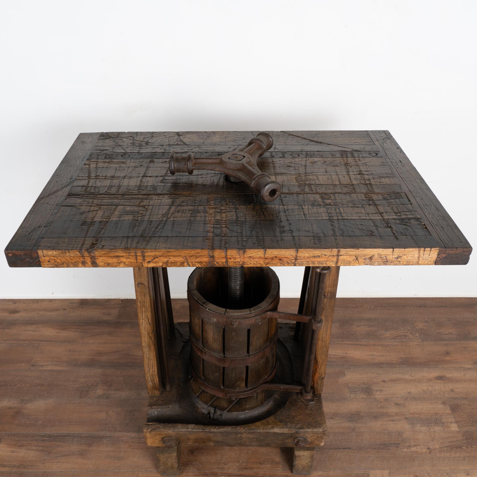 Rustic Standing Bar Wine Tasting Table from Old Wine Press, Hungary circa 1900 For Sale