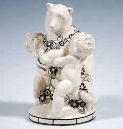 Standing Bear With Putti, by Michael Powolny, Vienna Ceramics, 1910-1912