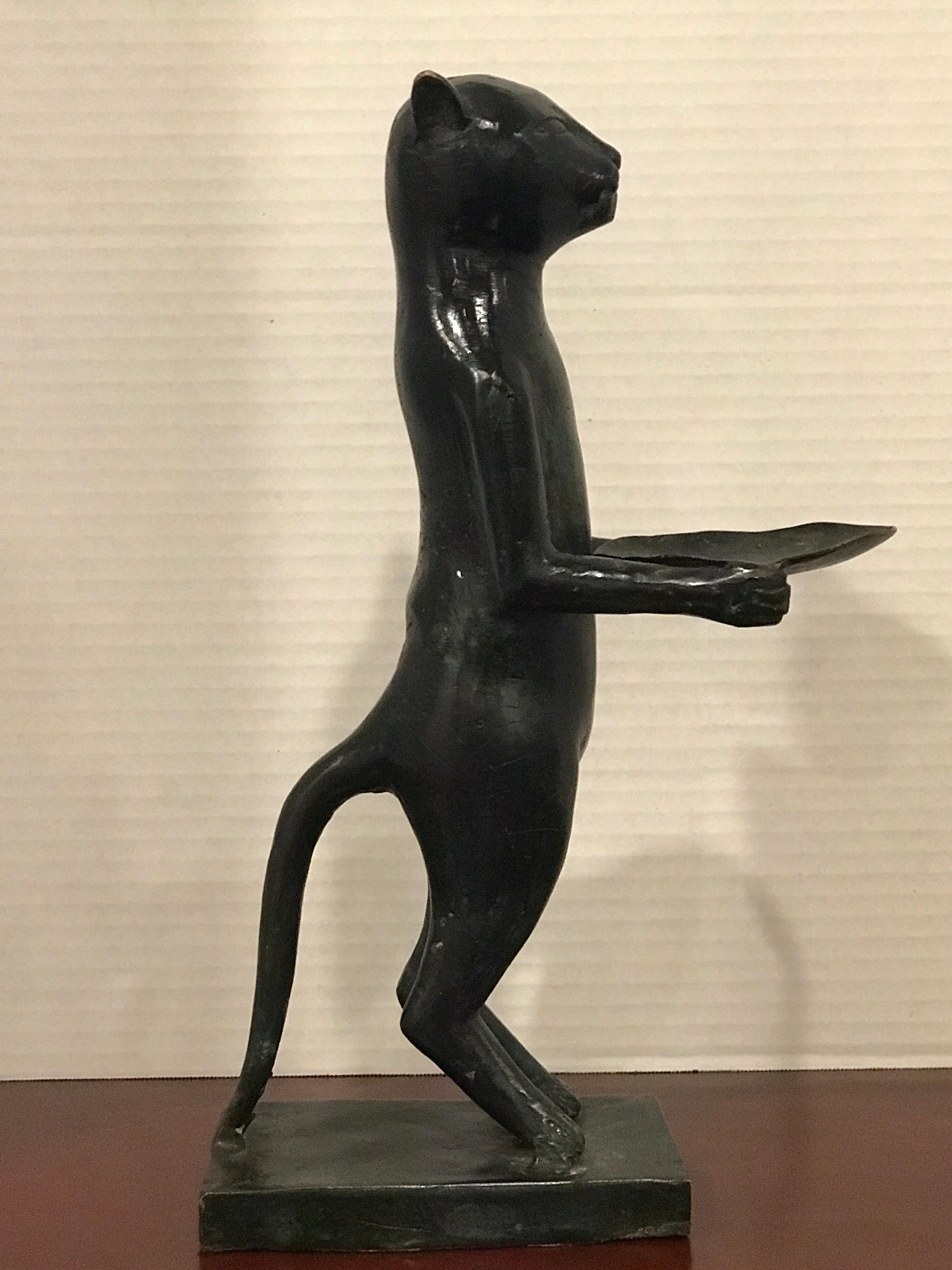 20th Century Standing Bronze Cat, after Diego Giacometti's Le Chat Maitre d'Hotel For Sale