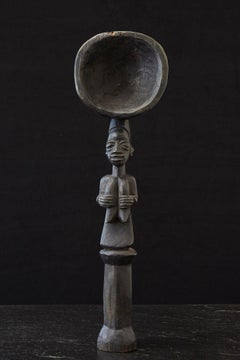 Standing Carved Wooden Figural Spoon, Yoruba People, 1960s