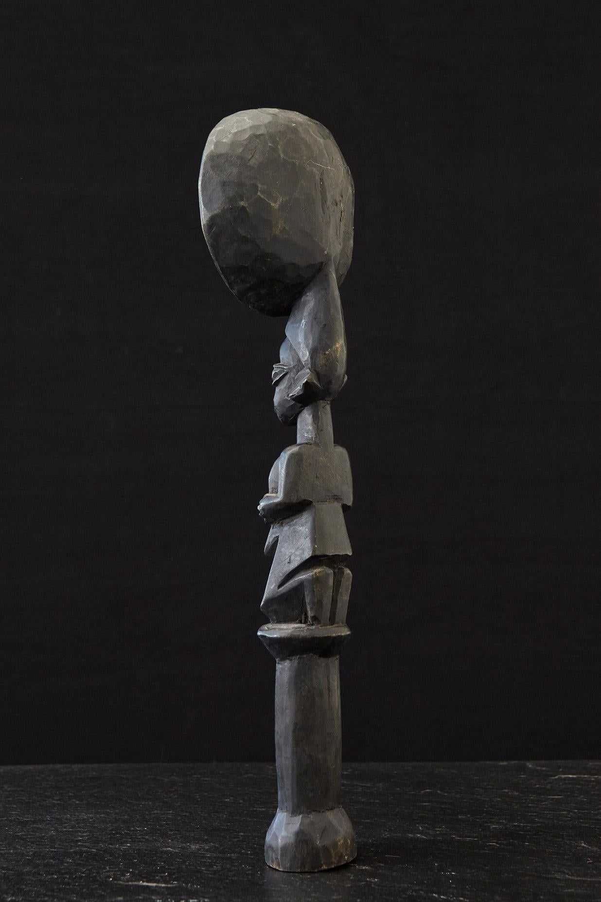Hand-Carved Standing Carved Wooden Figural Spoon, Yoruba People, 1960s For Sale