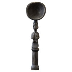 Retro Standing Carved Wooden Figural Spoon, Yoruba People, 1960s