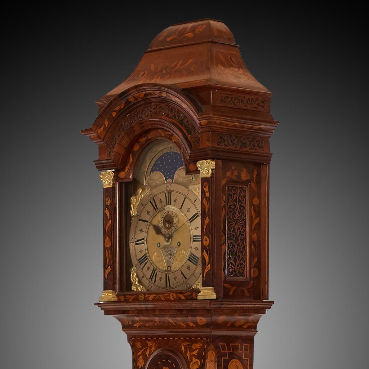 Mosaic Standing Clock Netherlands 18th Century For Sale