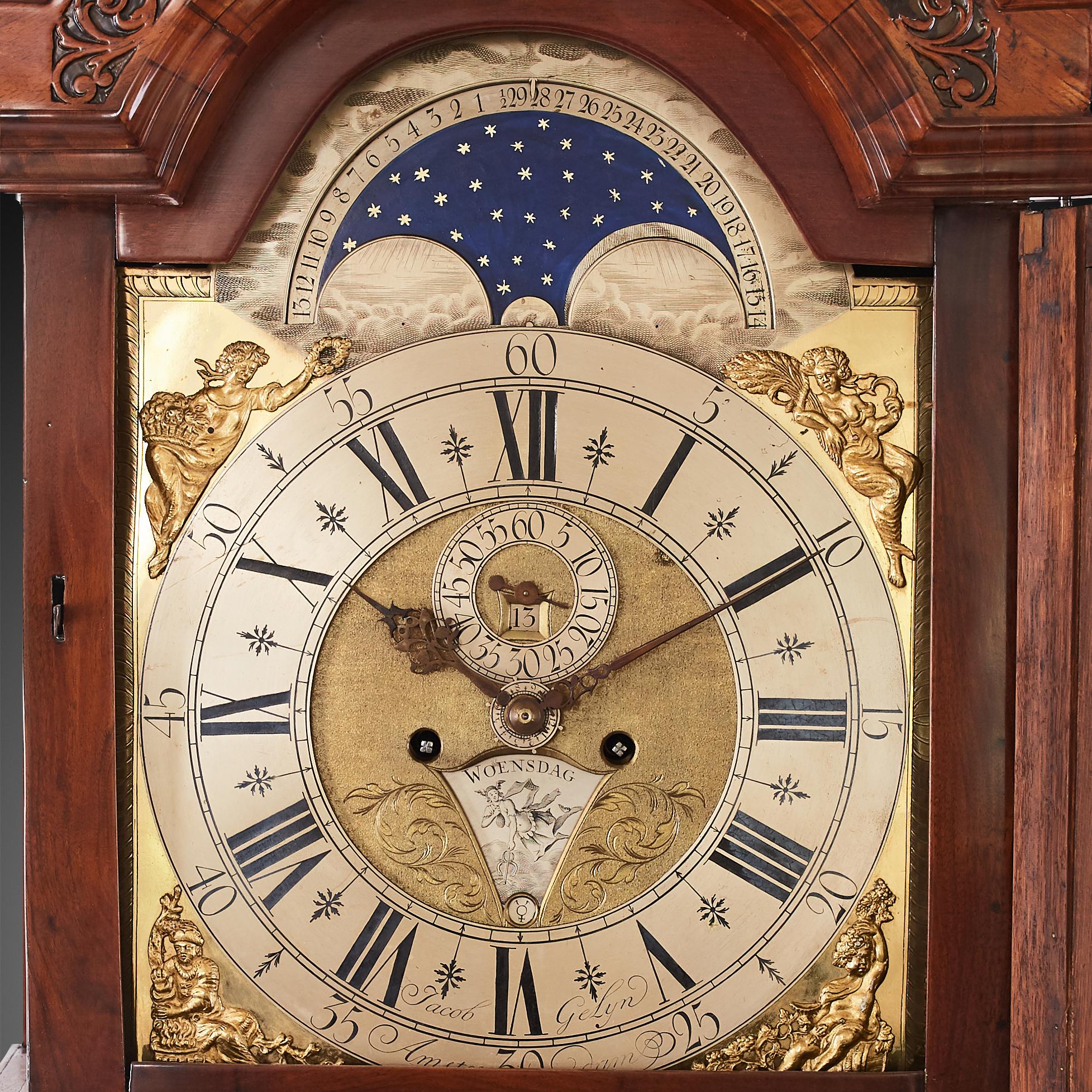 Standing Clock Netherlands 18th Century In Excellent Condition For Sale In Warsaw, PL