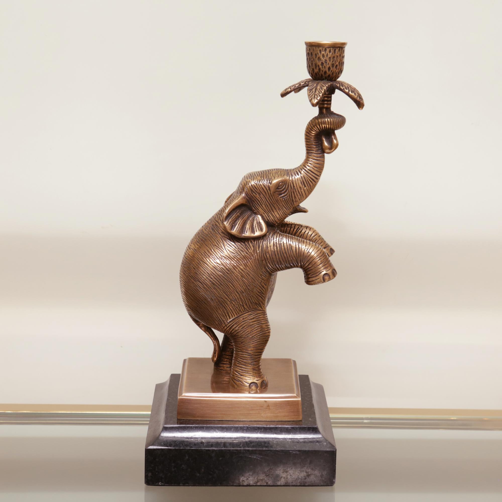 Hand-Crafted Standing Elephant Candleholder For Sale