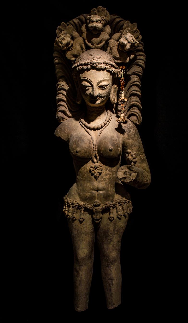 Standing Female Devata with Lions Sculpture 1